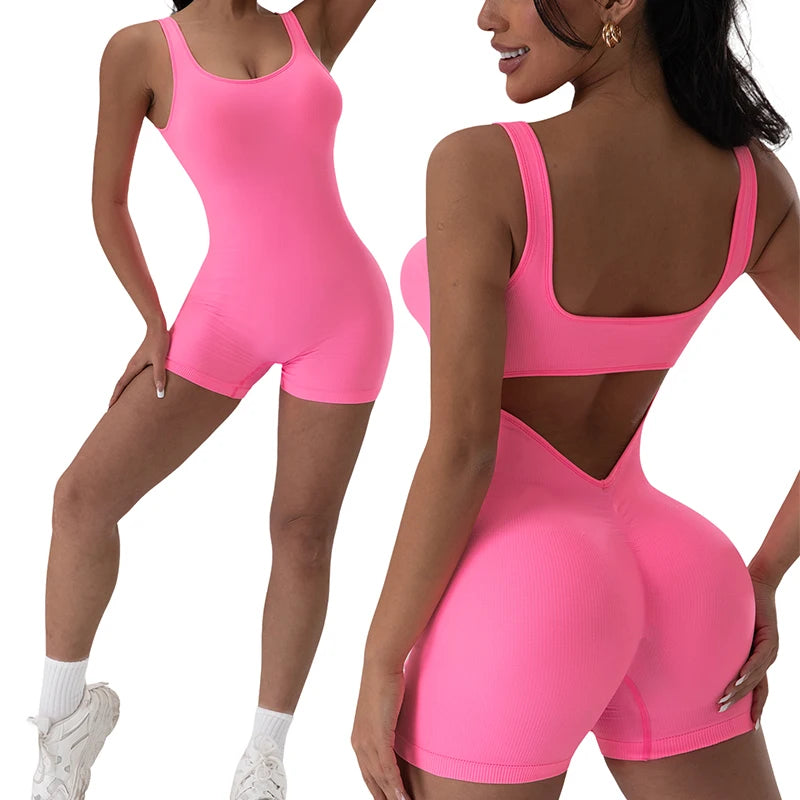 Women's Fitness Jumpsuit with Open Back
