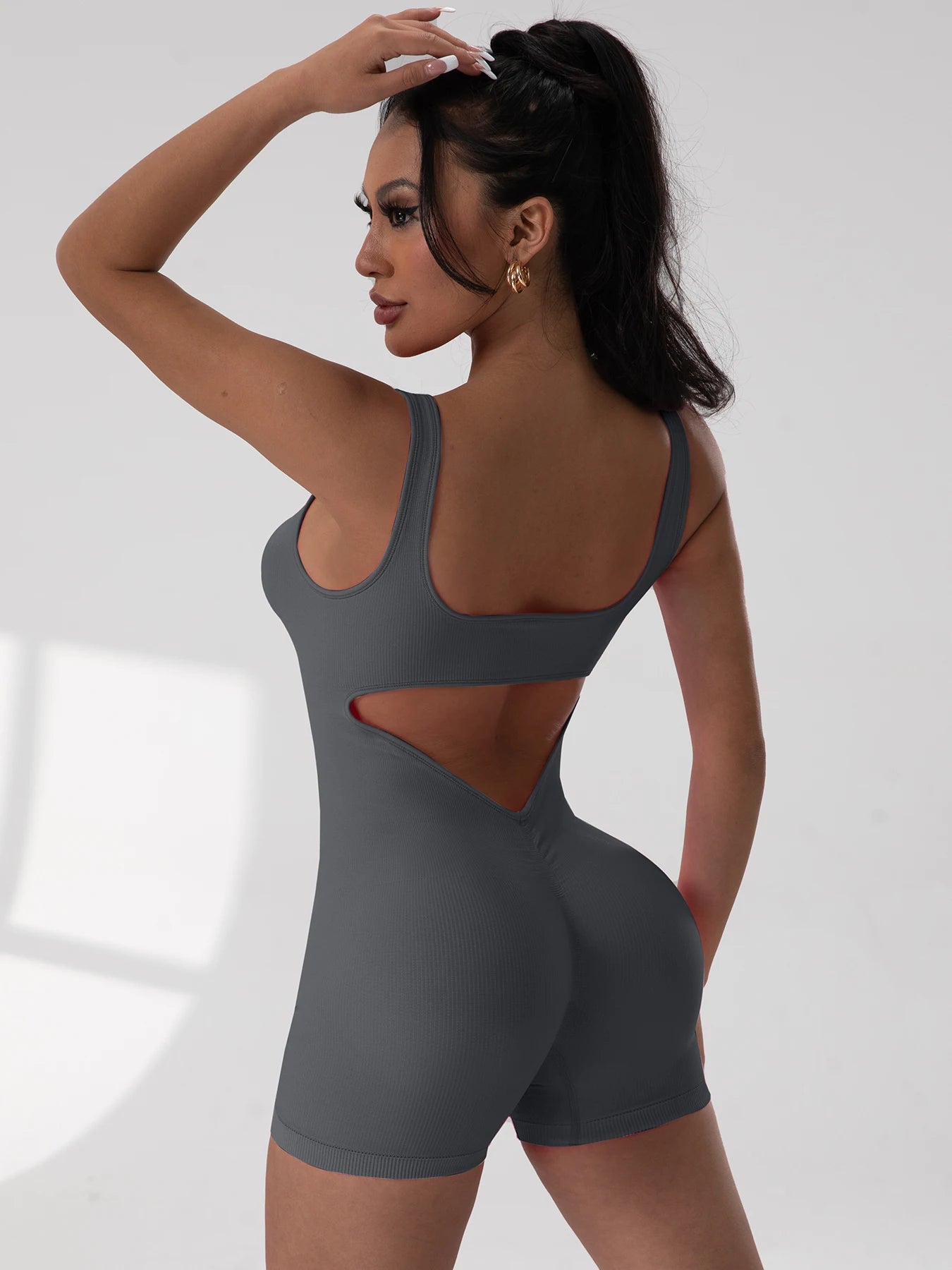Women's Fitness Jumpsuit with Open Back