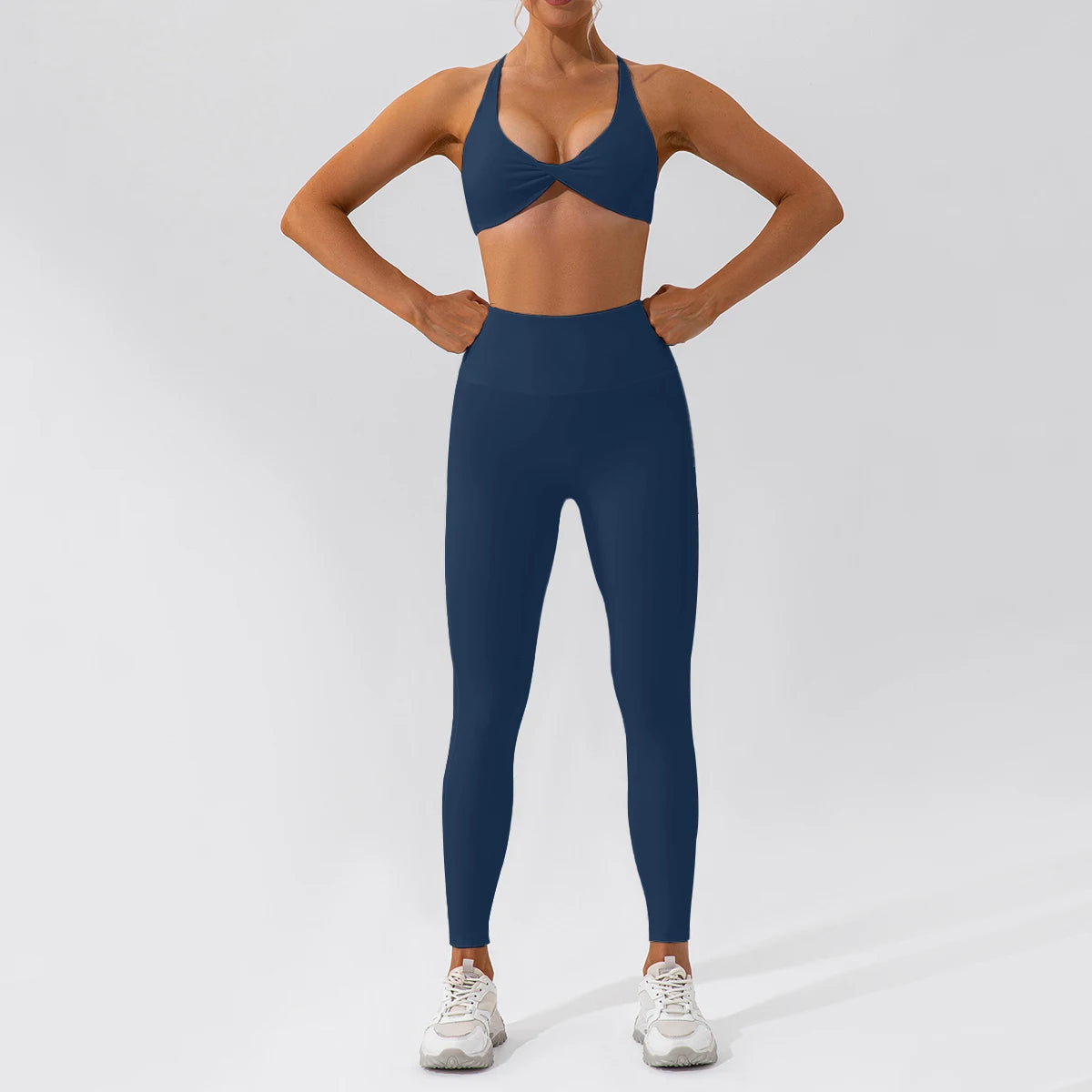 Conjunto Fitness Mujer – Top de Alça Fina + Legging de Cintura Alta