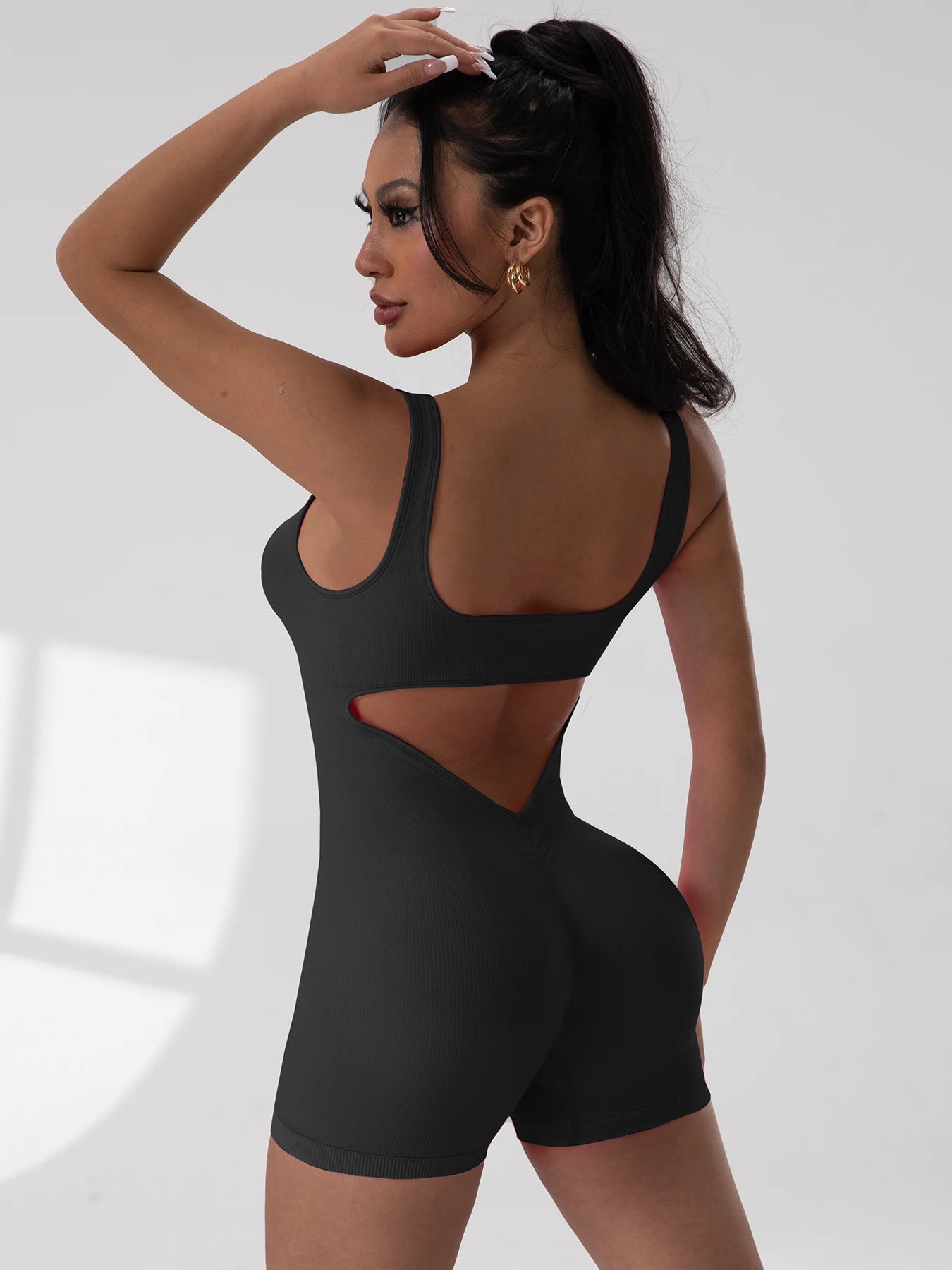 Women's Fitness Jumpsuit with Open Back