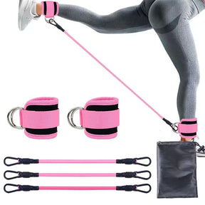 Kit Bandas de Resistencia con Tobilleras – Ejercicios de Glúteos y Piernas