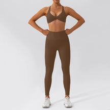 Conjunto Fitness Mujer – Top de Alça Fina + Legging de Cintura Alta