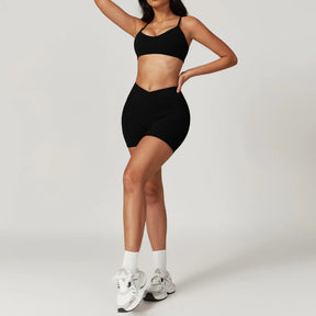 Conjunto Fitness Mujer – Top + Shorts de Cintura Alta