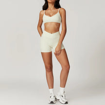Conjunto Fitness Mujer – Top + Shorts de Cintura Alta