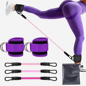 Kit Bandas de Resistencia con Tobilleras – Ejercicios de Glúteos y Piernas