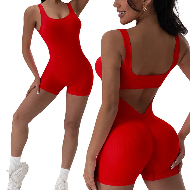 Women's Fitness Jumpsuit with Open Back