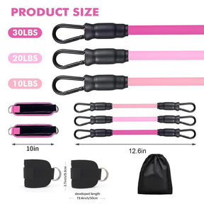 Kit Bandas de Resistencia con Tobilleras – Ejercicios de Glúteos y Piernas