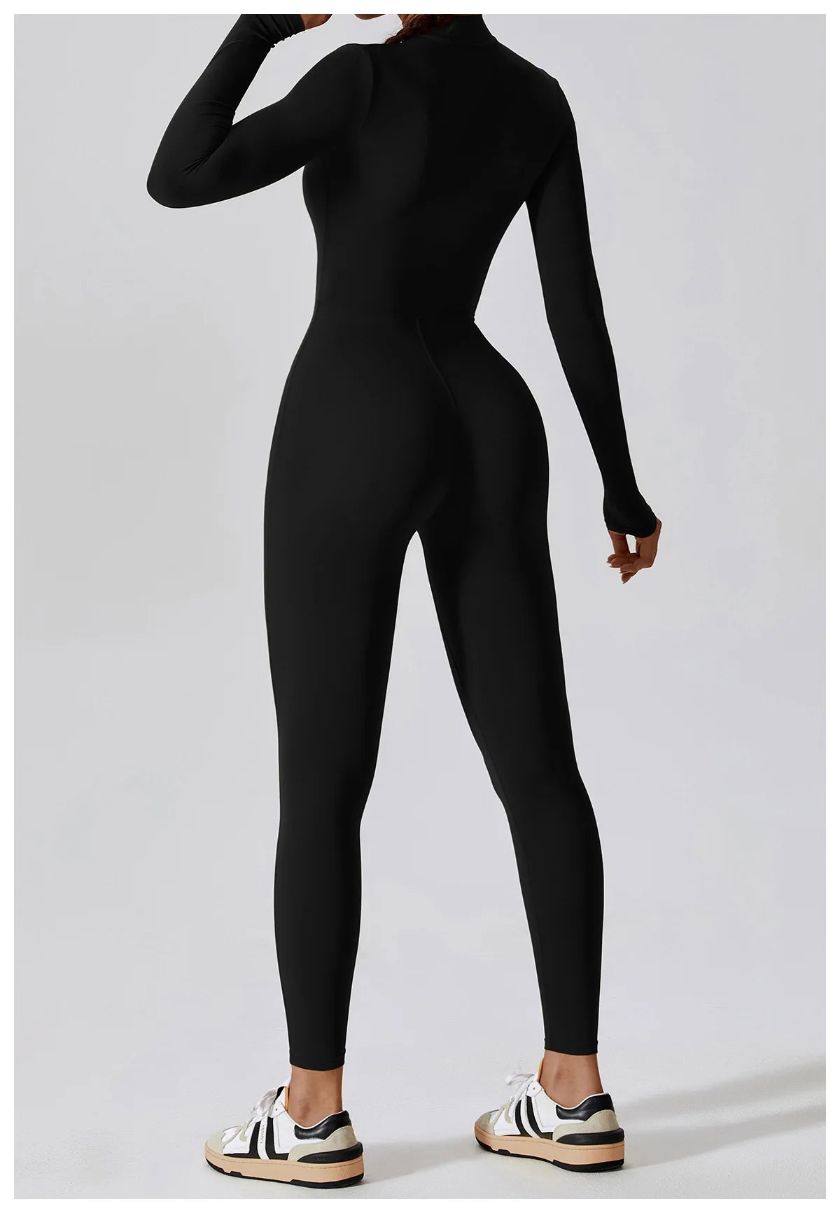 Macacão Fitness Mujer – Manga Larga con Cremallera Frontal