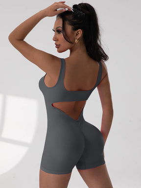 Women's Fitness Jumpsuit with Open Back