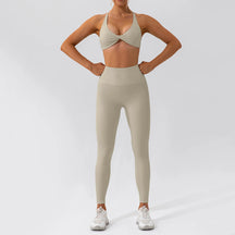 Conjunto Fitness Mujer – Top de Alça Fina + Legging de Cintura Alta