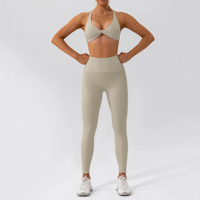 Conjunto Fitness Mujer – Top de Alça Fina + Legging de Cintura Alta