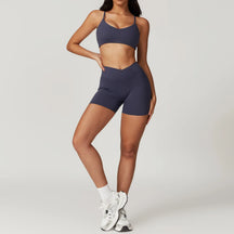 Conjunto Fitness Mujer – Top + Shorts de Cintura Alta