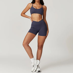 Conjunto Fitness Mujer – Top + Shorts de Cintura Alta